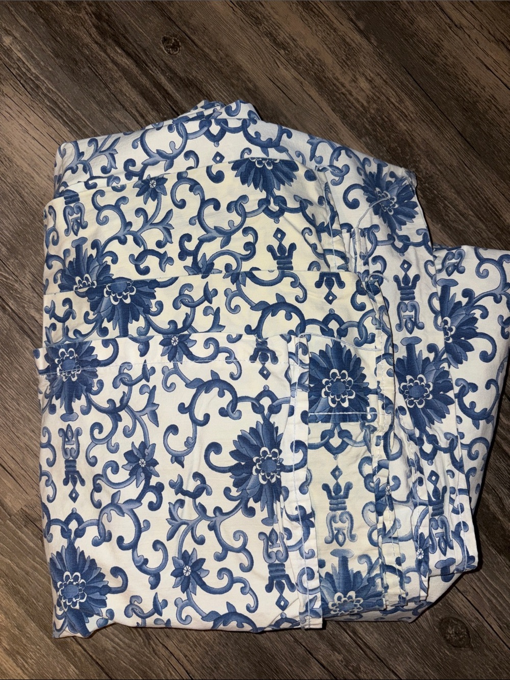Vintage Ralph Lauren Porcelain Rosette Blue QUEEN flat sheet - RARE